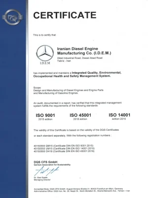 تصویر گواهی‌نامهٔ Triple ISO