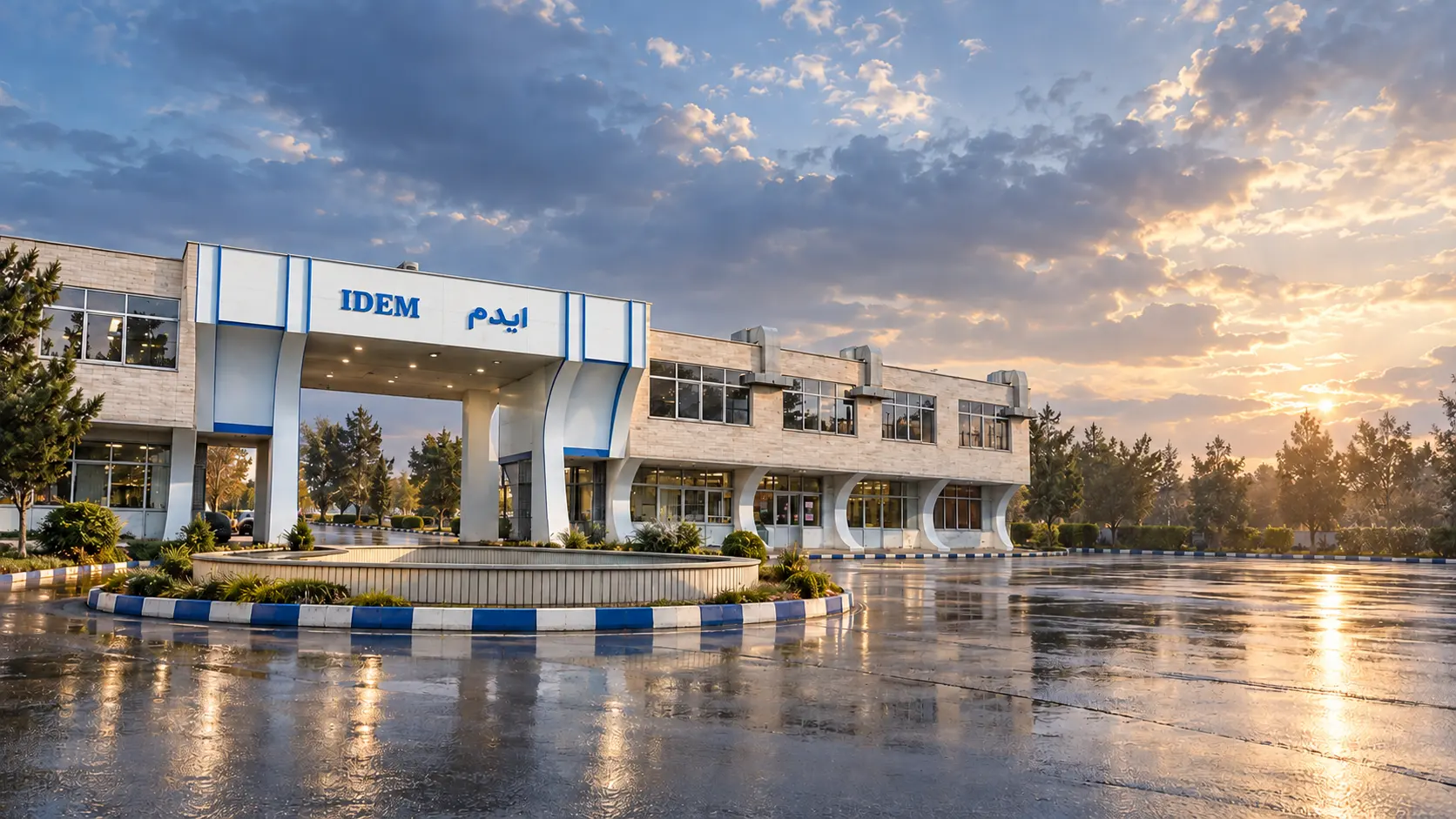 ورودی اصلی کارخانهٔ ایدم در تبریز، در نخستین ساعت‌های روز